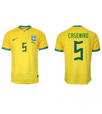 Brasilien Casemiro #5 Replika Hjemmebanetrøje VM 2022 Kortærmet